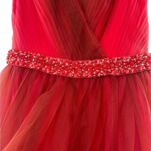 NWT Mac Duggal Beaded Belt Wrap Red Ombre Sleeveless Ballgown 0 - Picture 5 of 10